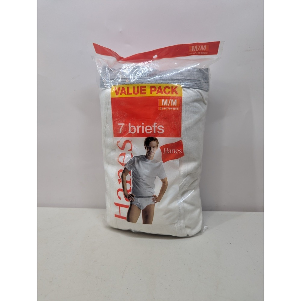 2007 Hanes Mens White 7 Briefs Value Pack M/M 32"-34" Style 2252P7 NEW SEALED